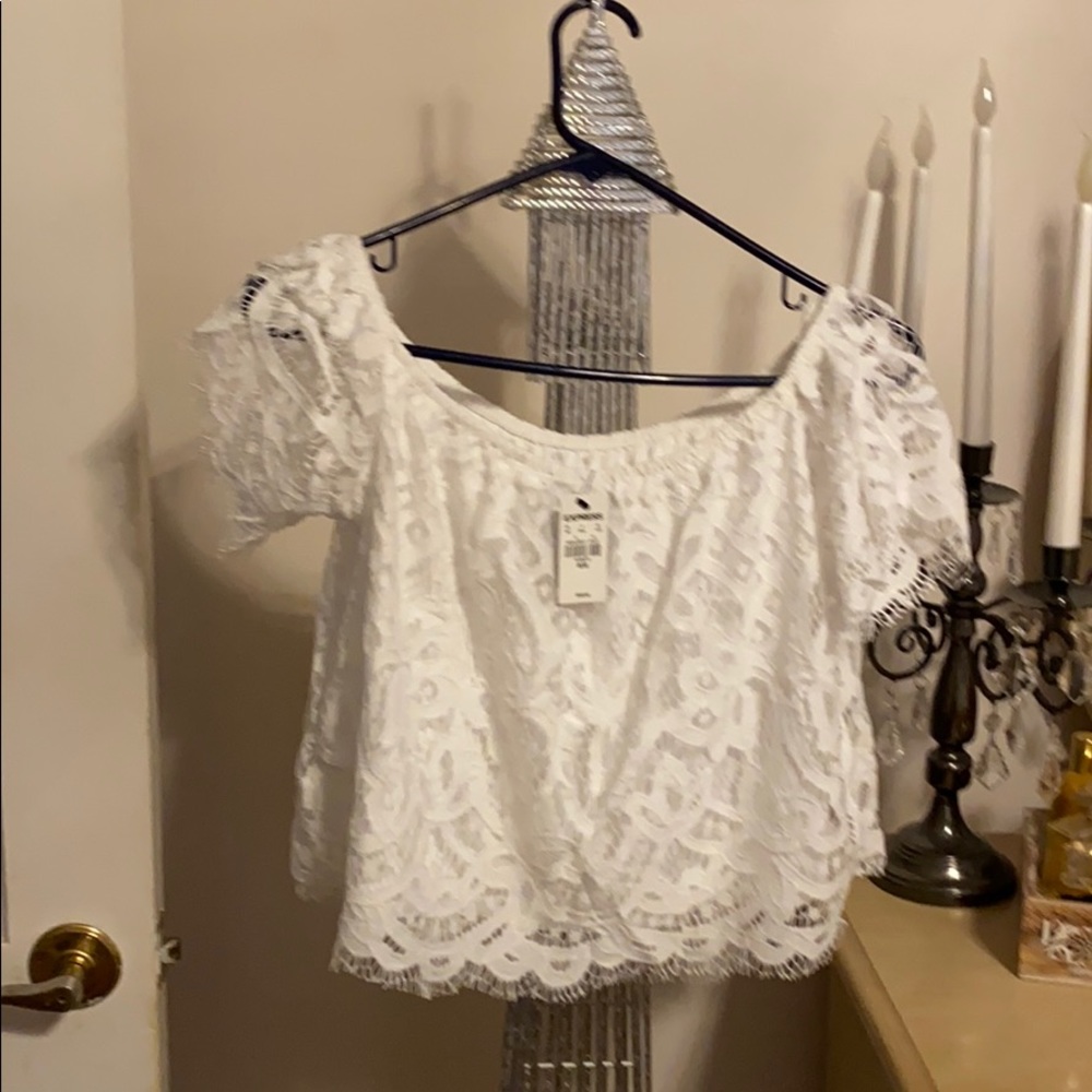 White lace crop top
